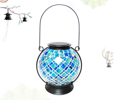 Highly-rated solar hanging lanterns with shinny blue mosaic