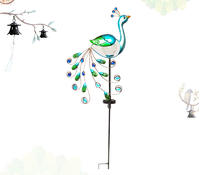 waterproof outdoor solar stake lights led peacock with colorful acrylic bead