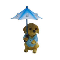 Outdoor Decoration Resin Dog with Umbrella Solar LED light for Garden Yard