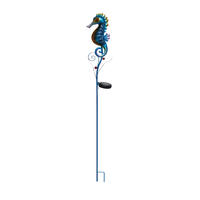 Outdoor Weather Resistant Metal Sea Horse Solar LED Garden Stake Sea Life Decoration for Backyard Patio