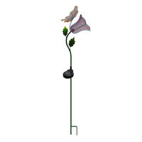 Elegant Outdoor Used Metal Flower with Butterfly Pattern Solar Garden Stake for Patio pathway